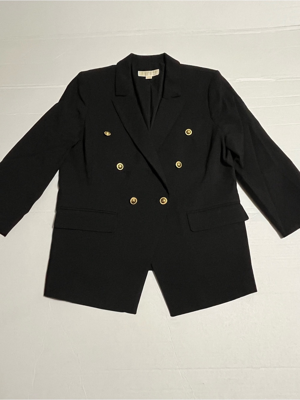 Michael Kors Black Double-Breasted Blazer with Gold-Tone Buttons